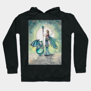 Aquamarine Dragon Fairy Dragon Art by Molly Harrison Hoodie